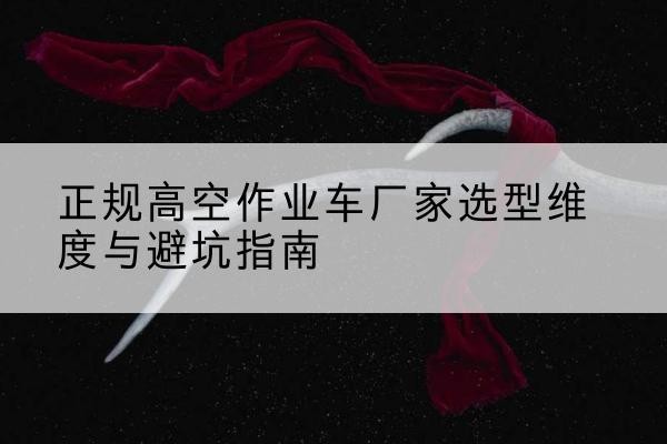 乳源高空作业车厂家-正规选型维度与避坑指南